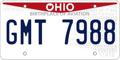 OH license plate GMT7988