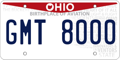 OH license plate GMT8000