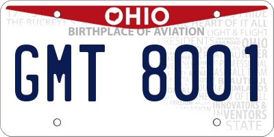 OH license plate GMT8001