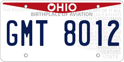 OH license plate GMT8012