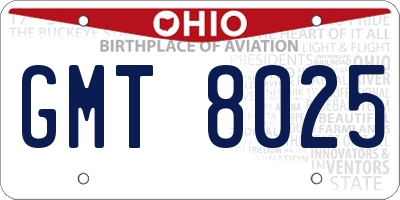 OH license plate GMT8025