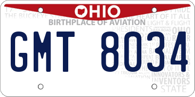 OH license plate GMT8034