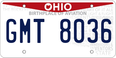 OH license plate GMT8036