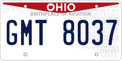 OH license plate GMT8037