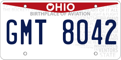 OH license plate GMT8042