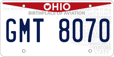 OH license plate GMT8070