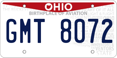 OH license plate GMT8072
