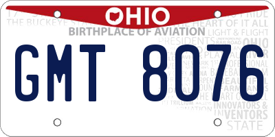 OH license plate GMT8076