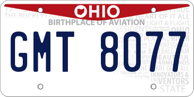 OH license plate GMT8077