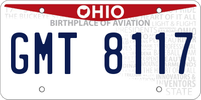 OH license plate GMT8117
