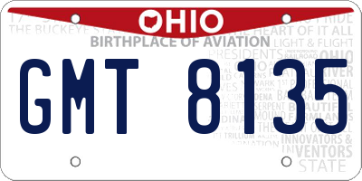 OH license plate GMT8135
