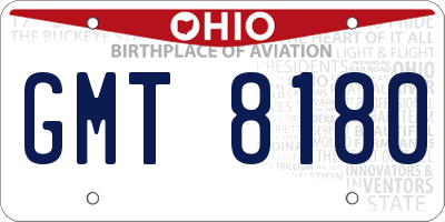 OH license plate GMT8180