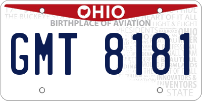 OH license plate GMT8181