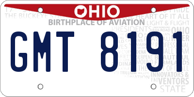 OH license plate GMT8191