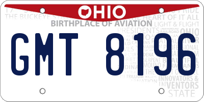 OH license plate GMT8196