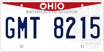 OH license plate GMT8215