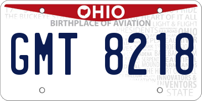 OH license plate GMT8218