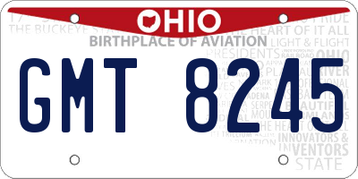 OH license plate GMT8245