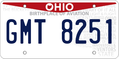 OH license plate GMT8251