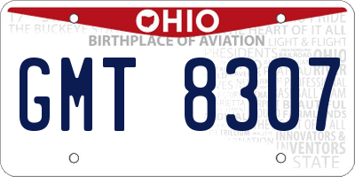 OH license plate GMT8307