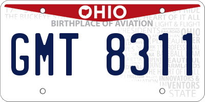 OH license plate GMT8311