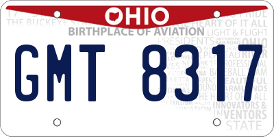 OH license plate GMT8317