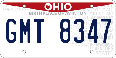 OH license plate GMT8347