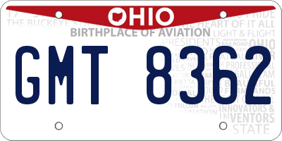 OH license plate GMT8362