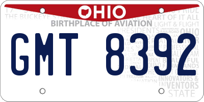 OH license plate GMT8392