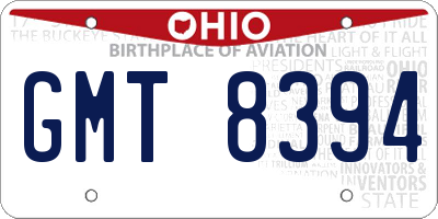 OH license plate GMT8394