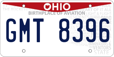 OH license plate GMT8396
