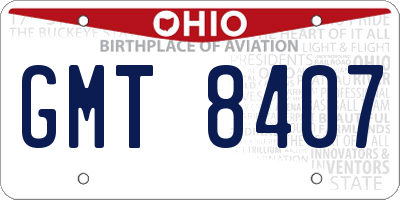 OH license plate GMT8407