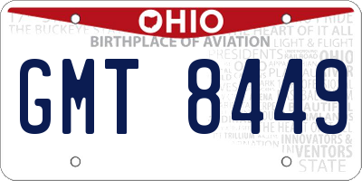 OH license plate GMT8449
