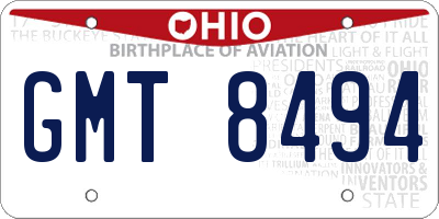 OH license plate GMT8494