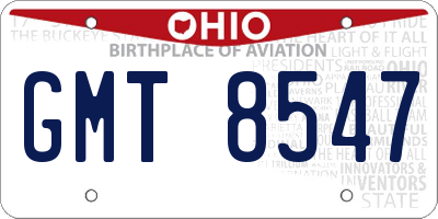 OH license plate GMT8547