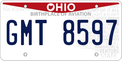 OH license plate GMT8597