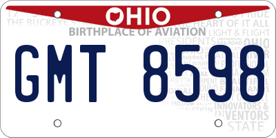 OH license plate GMT8598