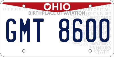 OH license plate GMT8600