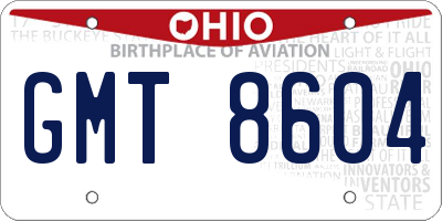 OH license plate GMT8604