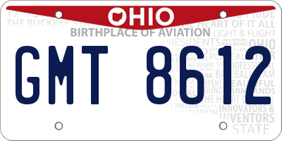 OH license plate GMT8612