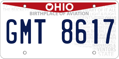 OH license plate GMT8617