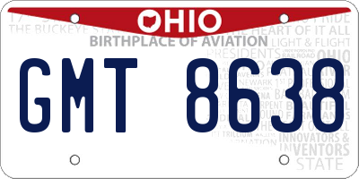 OH license plate GMT8638
