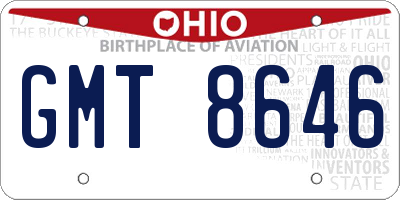 OH license plate GMT8646