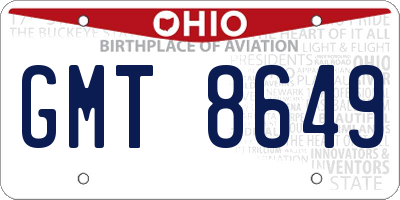 OH license plate GMT8649