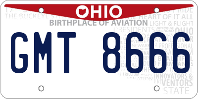 OH license plate GMT8666