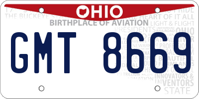OH license plate GMT8669