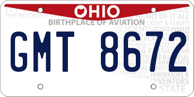 OH license plate GMT8672