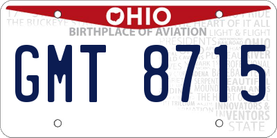 OH license plate GMT8715