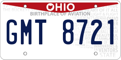 OH license plate GMT8721