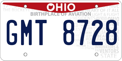 OH license plate GMT8728
